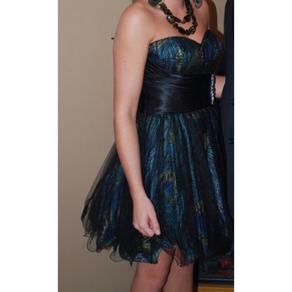 Jovani Peacock pattern dress